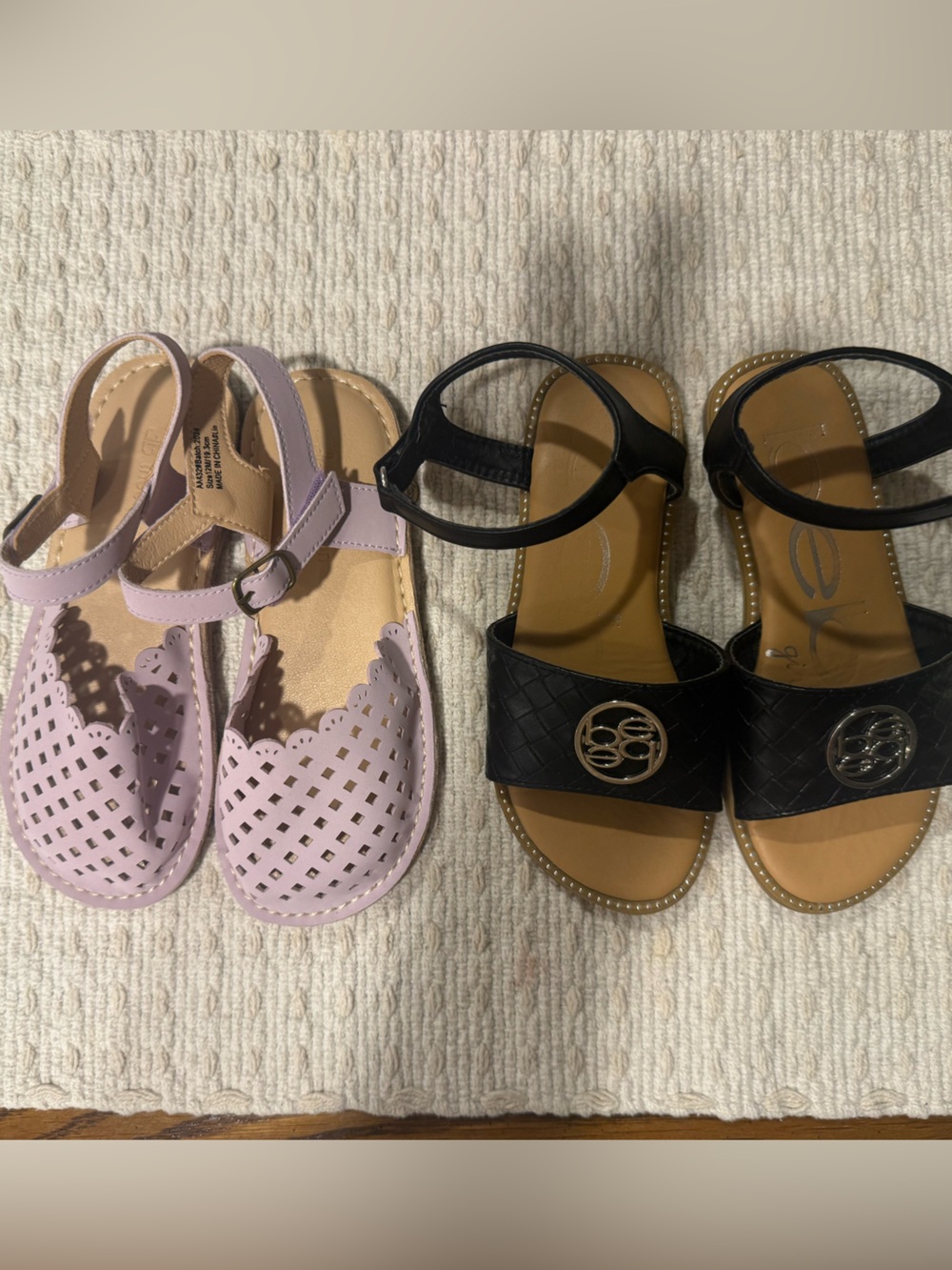 Bebe Black Logo Strap Sandals & Lilac Thee Bron Sandals